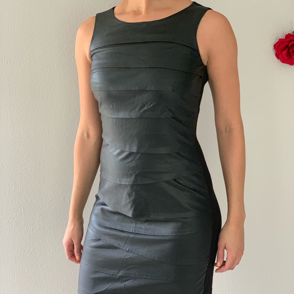 Gianni Bini Black faux leather cocktail dress